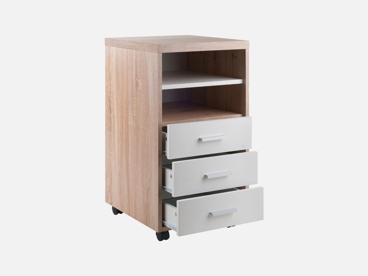 Skyline Décor Kenner Open Shelf Cabinet, 3-Drawer: Storage Cabinet