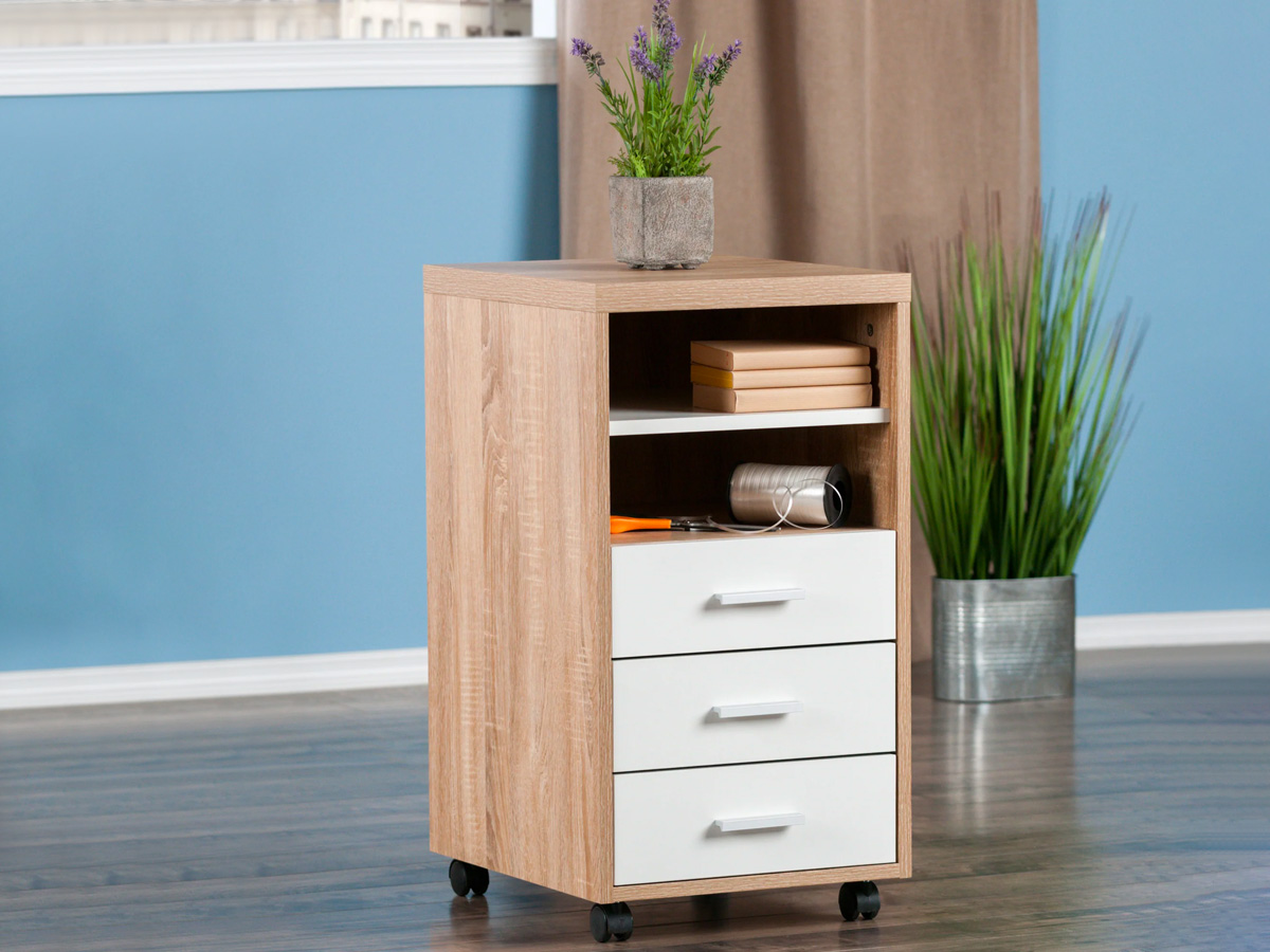 Skyline Décor Kenner Open Shelf Cabinet, 3-Drawer: Storage Cabinet