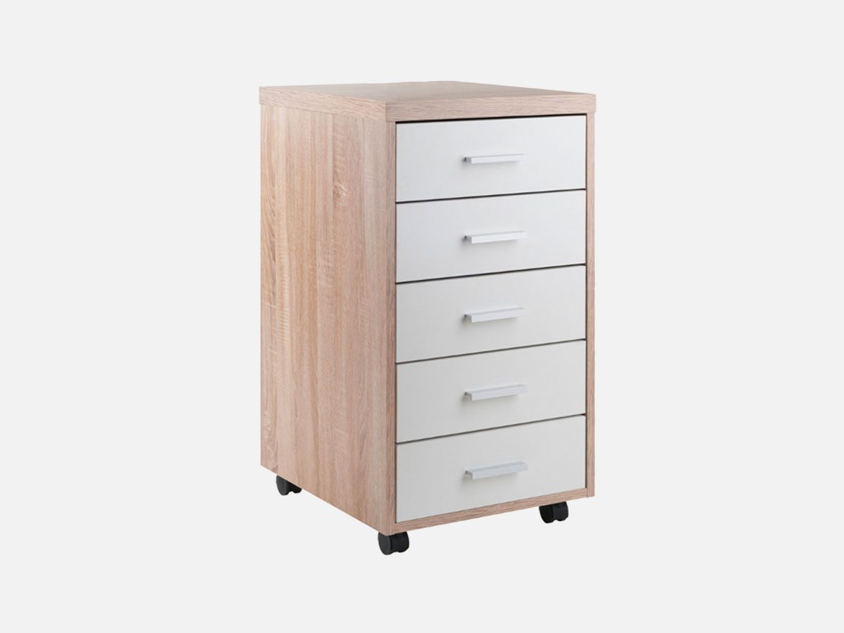 Skyline Décor Kenner 5-Drawer Cabinet, Reclaimed Wood and White
