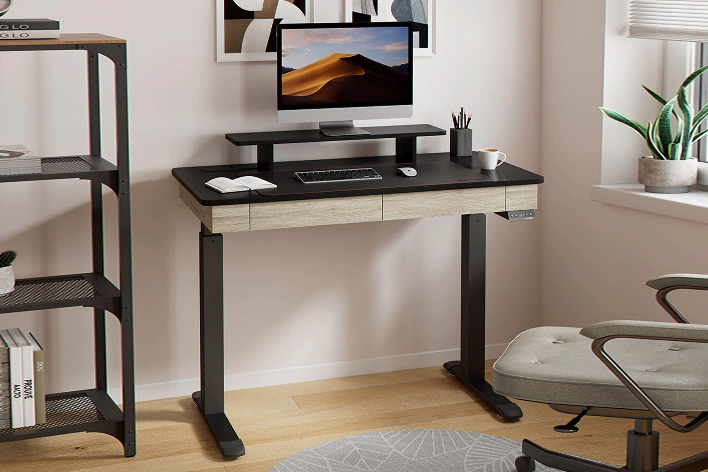 EUREKA ERGONOMIC Standing Desk: Double Drawers and Hutch
