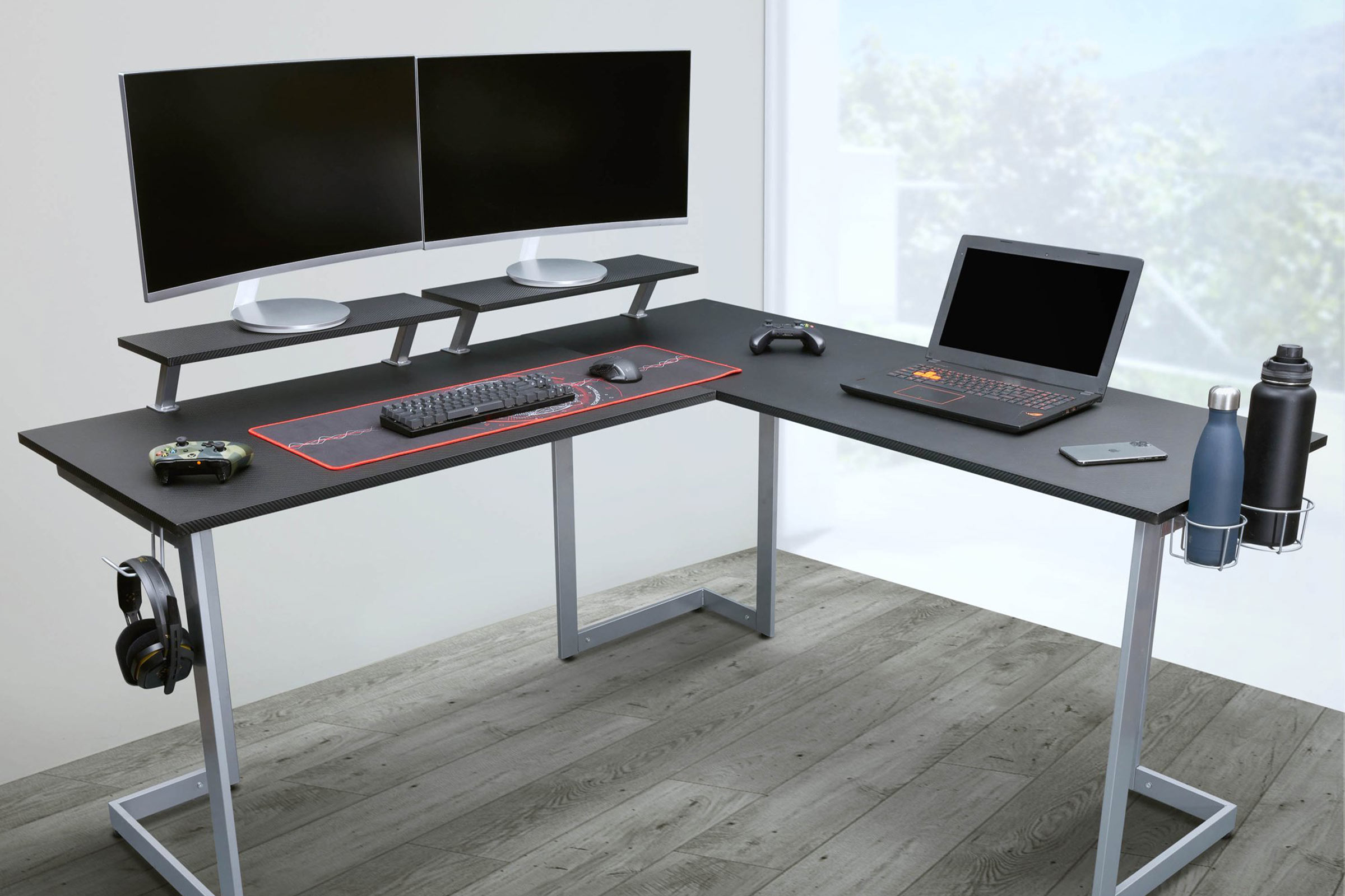 Techni Mobili Warrior L-Shaped Gaming Desk