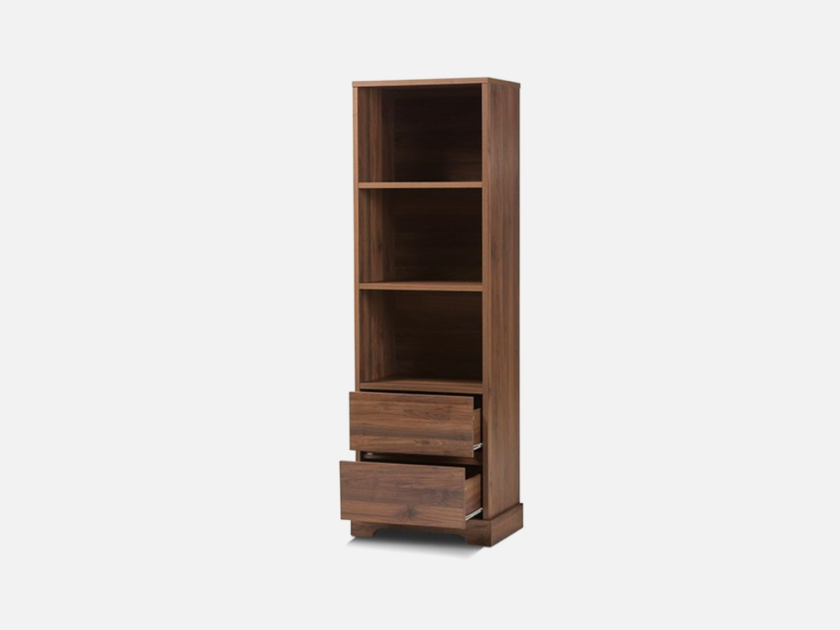 Skyline Decor Walnut Brown Finish: 2 - Drawer Bookcase