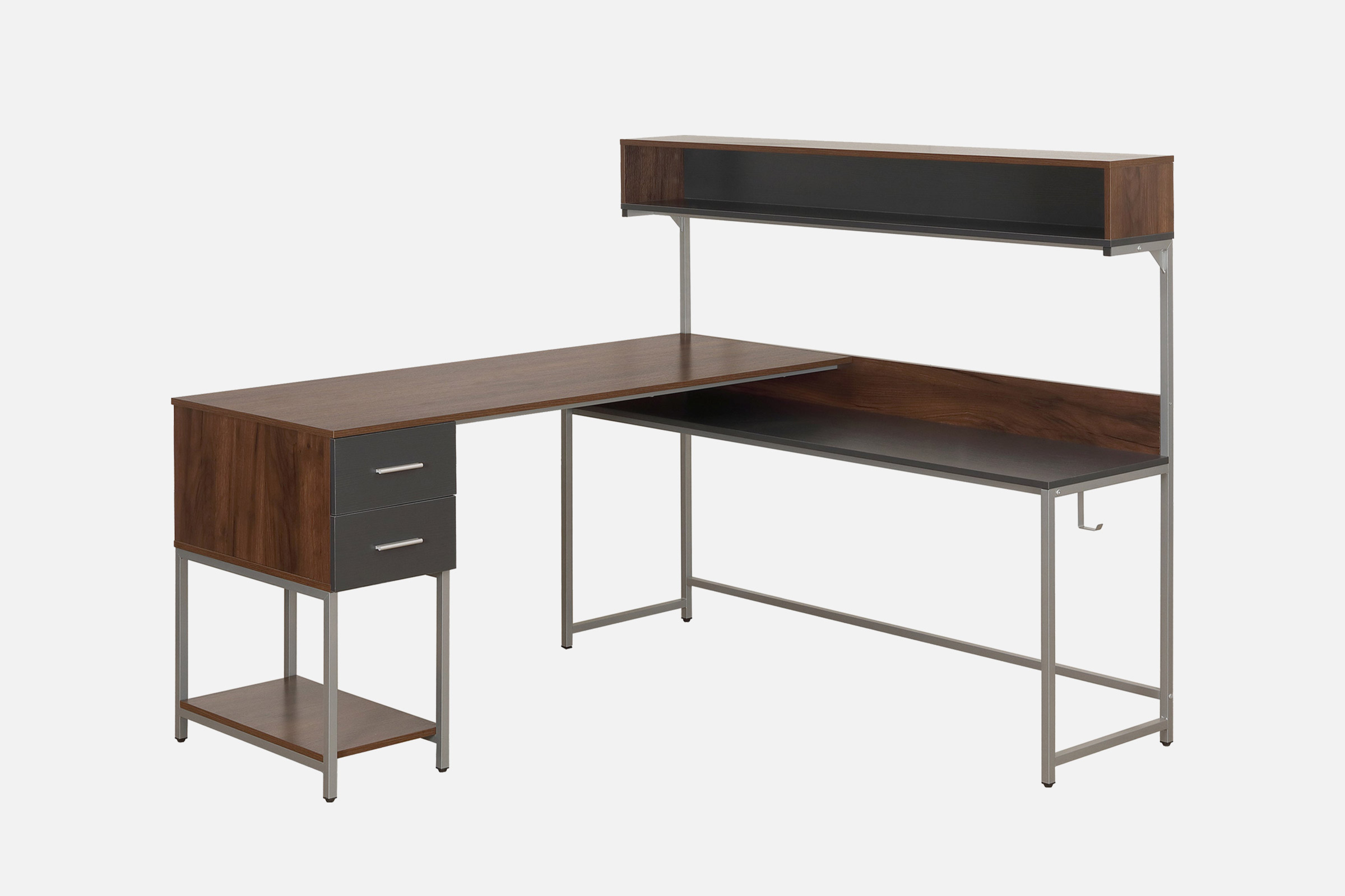 Techni Mobili L-Shape Desk with Hutch and Storage