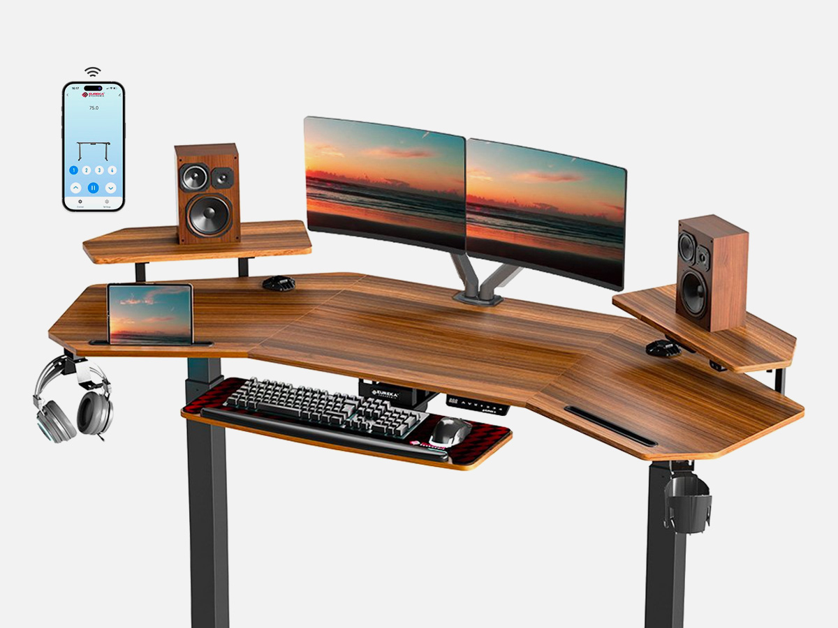 EUREKA ERGONOMIC AED 72" Standing Desk with Keyboard Tray, Walnut