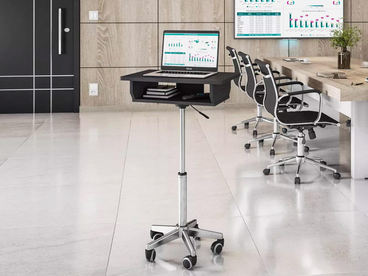 Techni Mobili Folding Table Laptop Cart, Graphite