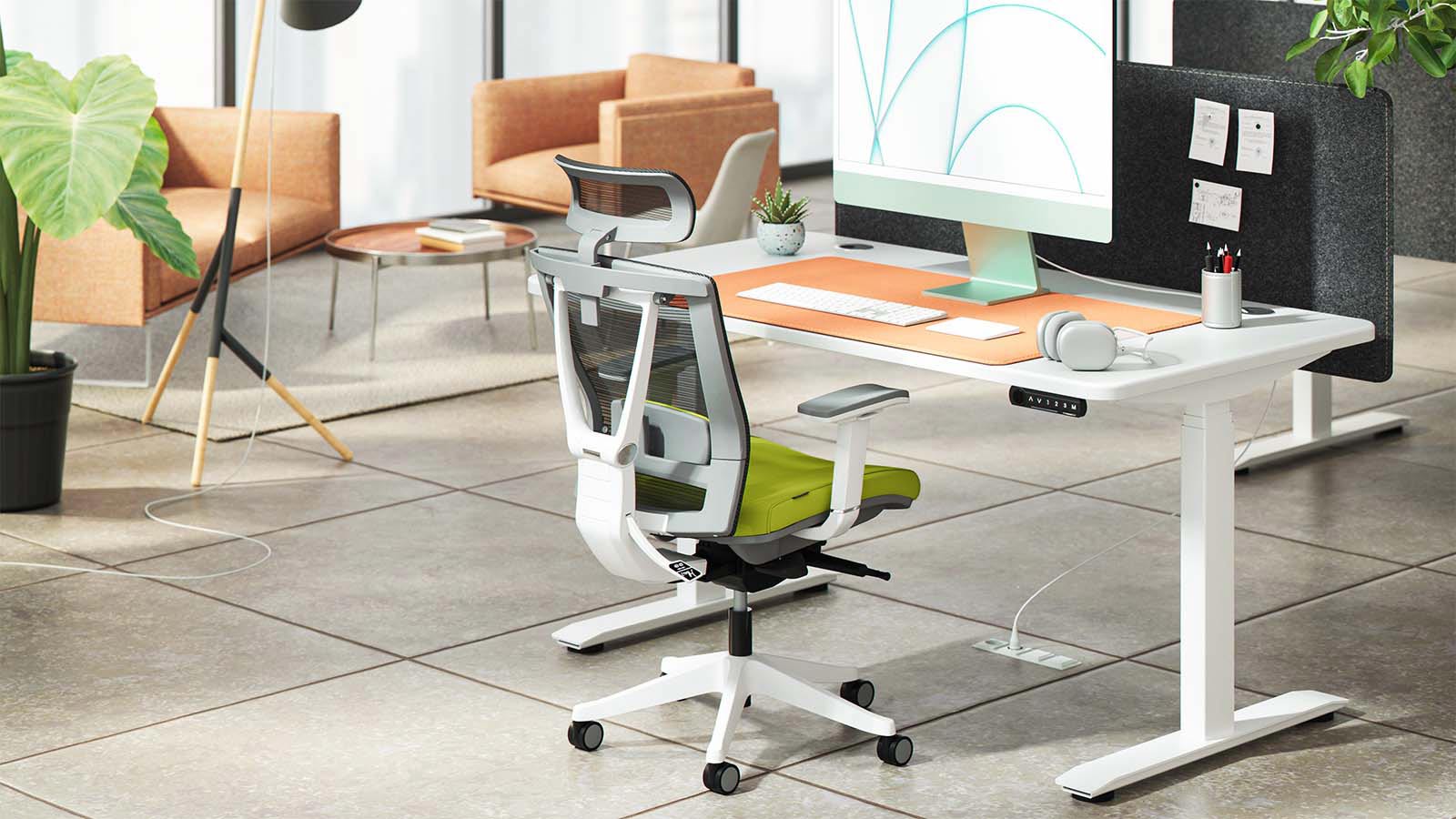 Green Ergonomic Office Chair - Autonomous ErgoChair Pro.