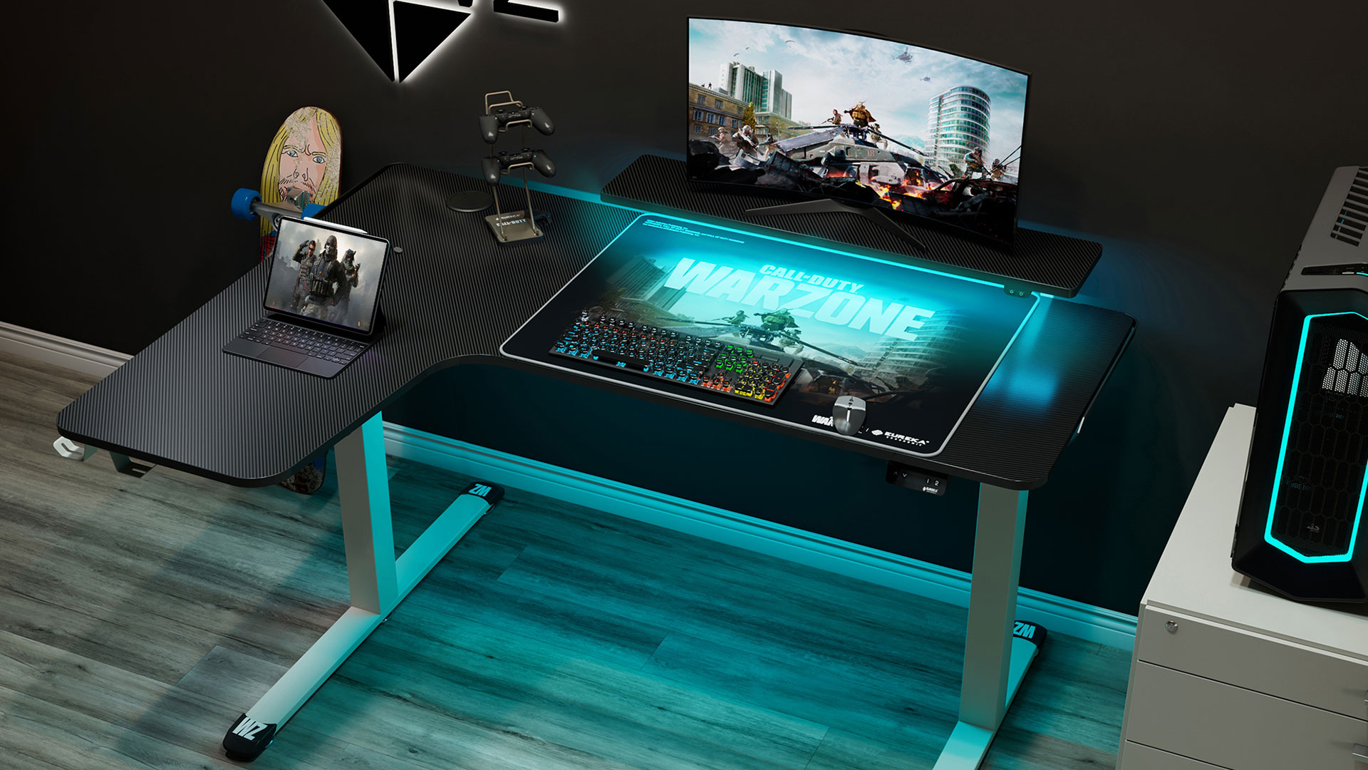 Eureka Ergonomic Mechanical Height Adjustable IM60 Gaming Desk-PC/Computer Gaming Desk Black 