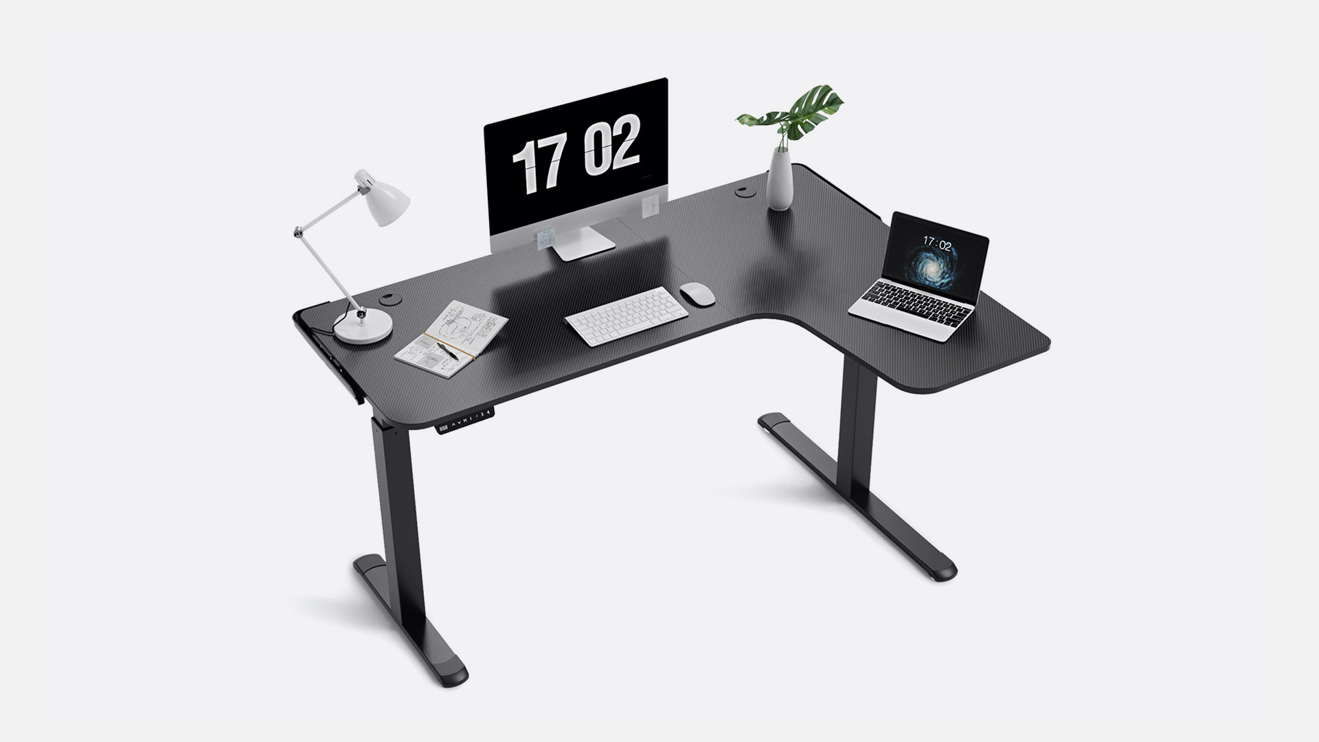 EUREKA L60 L-shaped Standing Desk: Programmable Keypad, Right-handed
