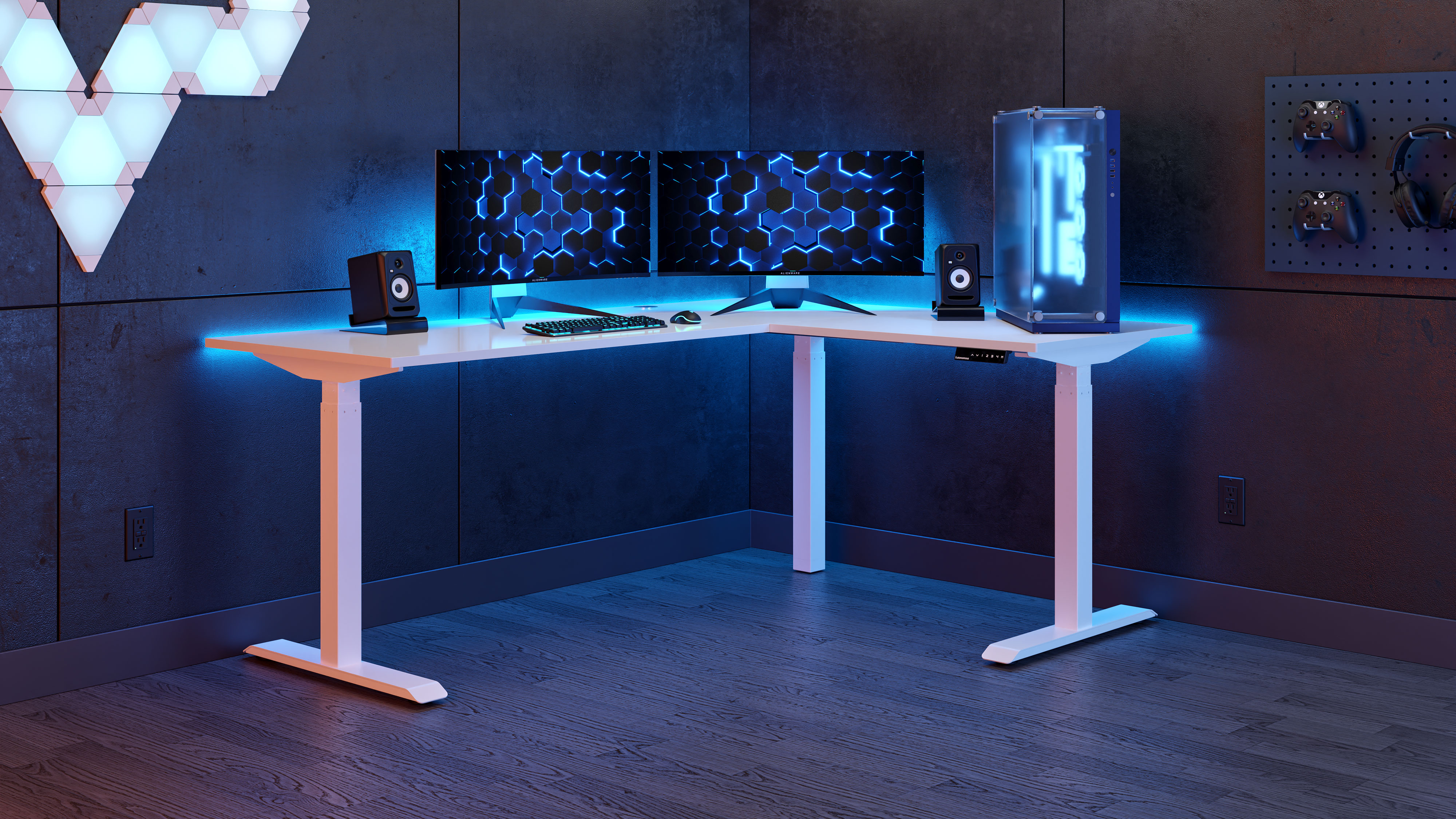 Premium AI Image  Sleek and modern gaming desk with hightech