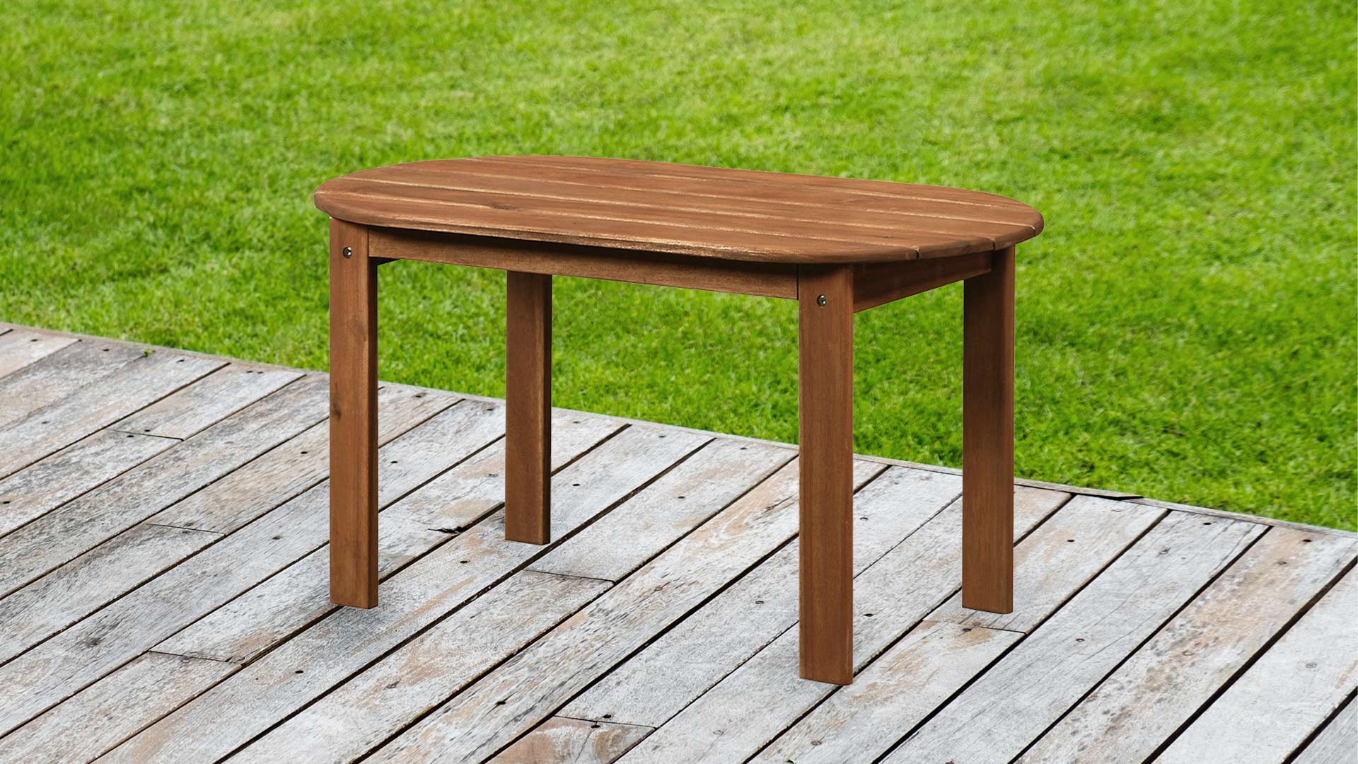 Benzara White Outdoor Wooden Coffee Table Slatted Oblong Shape Top